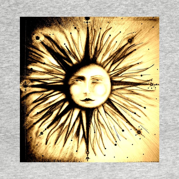 op art sun face astrology stars deco man in moon art by jacquline8689